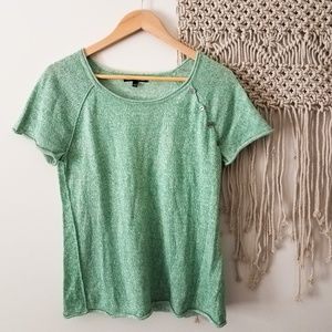 Cable & Gage Green Knit tee with button detail